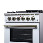 Forno Massimo 30-Inch White Freestanding Gas Range, 5 Burners, True Convection Oven - BonPrix Électroménagers