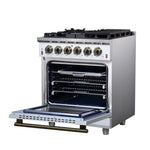 Forno Massimo 30-Inch White Freestanding Gas Range, 5 Burners, True Convection Oven - BonPrix Électroménagers