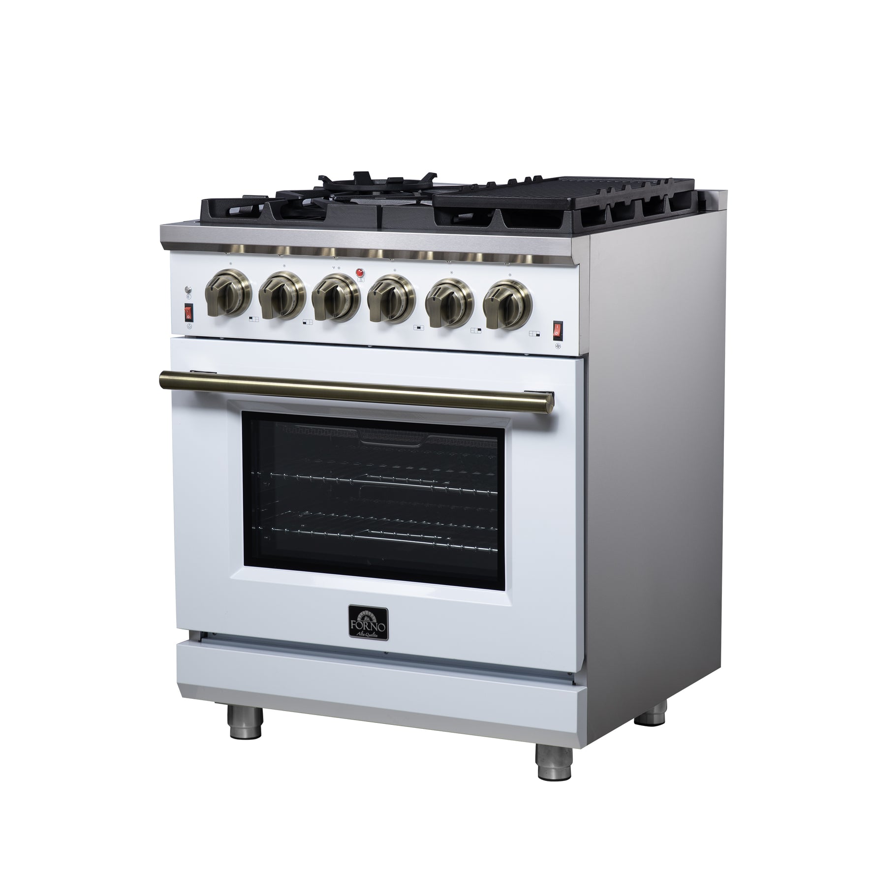 Forno Massimo 30-Inch White Freestanding Gas Range, 5 Burners, True Convection Oven - BonPrix Électroménagers