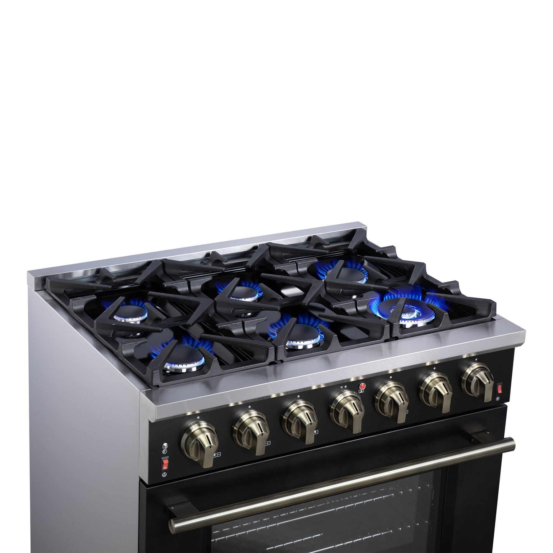 Forno Massimo 36-Inch Black Freestanding Gas Range, 6 Sealed Burners, Convection Oven, Energy Efficient - BonPrix Électroménagers
