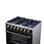 Forno Massimo 36-Inch Black Freestanding Gas Range, 6 Sealed Burners, Convection Oven, Energy Efficient - BonPrix Électroménagers