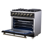 Forno Massimo 36-Inch Black Freestanding Gas Range, 6 Sealed Burners, Convection Oven, Energy Efficient - BonPrix Électroménagers