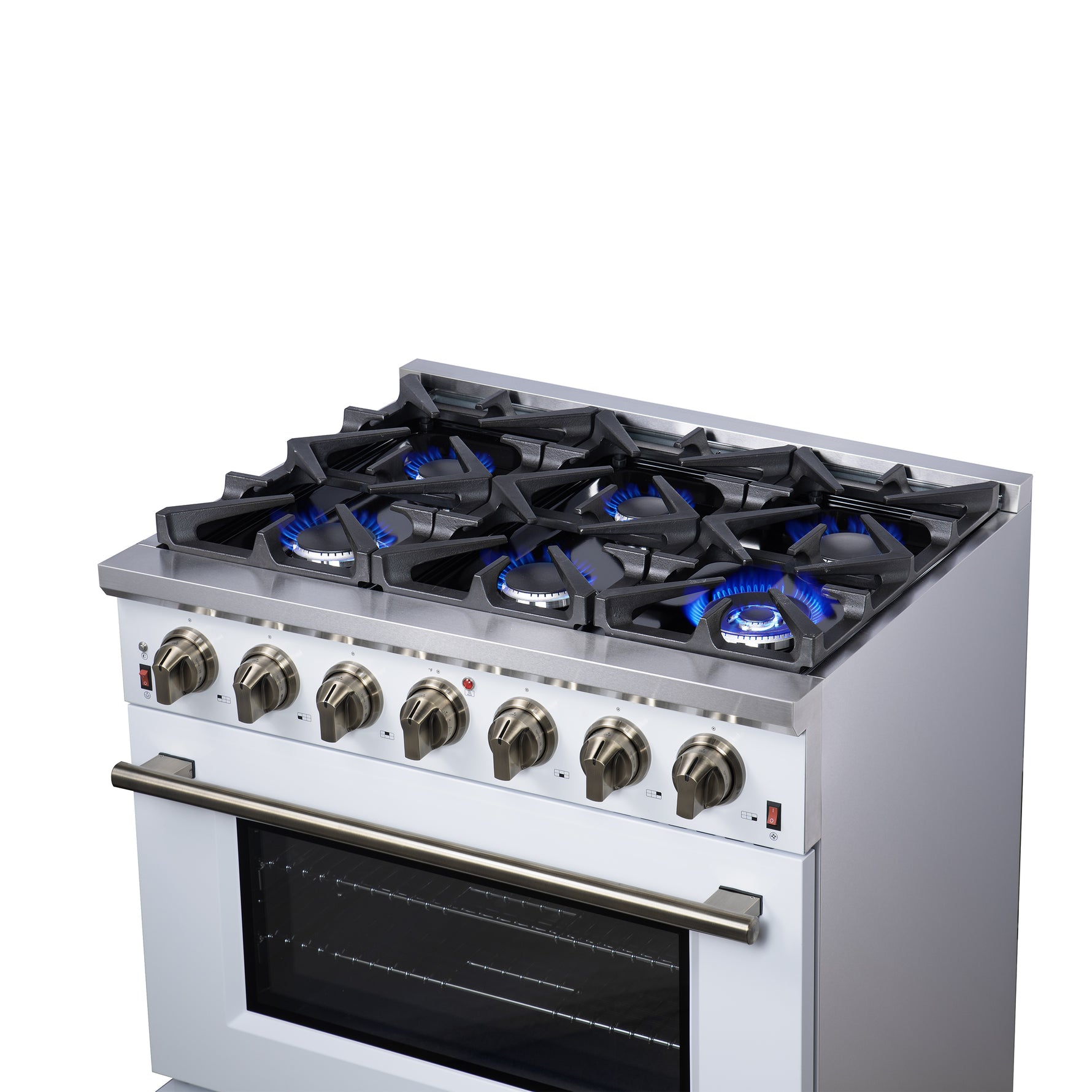 Forno Massimo 36-Inch White Freestanding Gas Range, 6 Sealed Burners, Convection Oven, Energy Efficient - BonPrix Électroménagers