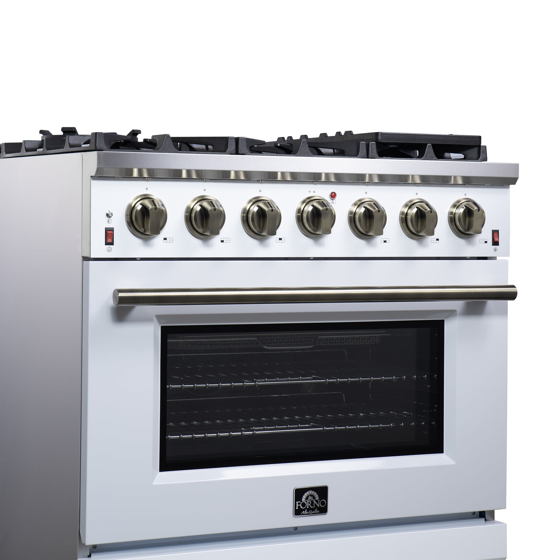 Forno Massimo 36-Inch White Freestanding Gas Range, 6 Sealed Burners, Convection Oven, Energy Efficient - BonPrix Électroménagers