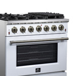Forno Massimo 36-Inch White Freestanding Gas Range, 6 Sealed Burners, Convection Oven, Energy Efficient - BonPrix Électroménagers