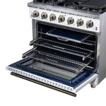 Forno Massimo 36-Inch White Freestanding Gas Range, 6 Sealed Burners, Convection Oven, Energy Efficient - BonPrix Électroménagers