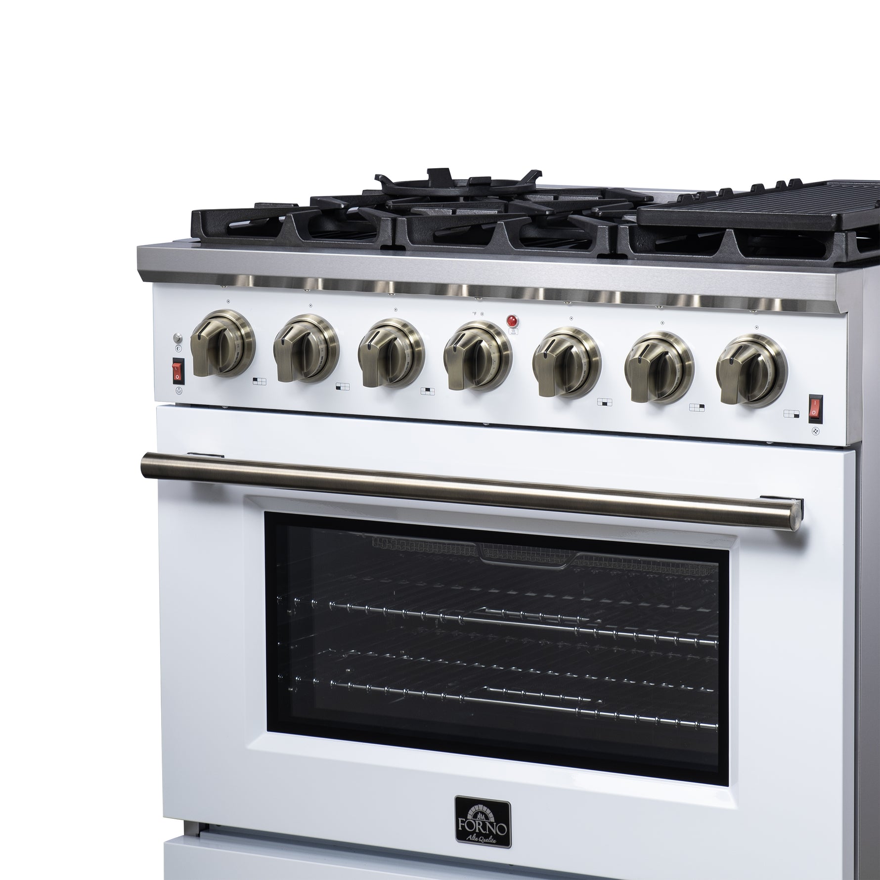 Forno Massimo 36-Inch White Freestanding Gas Range, 6 Sealed Burners, Convection Oven, Energy Efficient - BonPrix Électroménagers