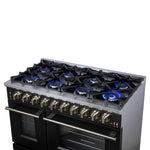 Forno Massimo 48-Inch Black Freestanding Gas Range, 8 Burners, True Convection Oven - BonPrix Électroménagers