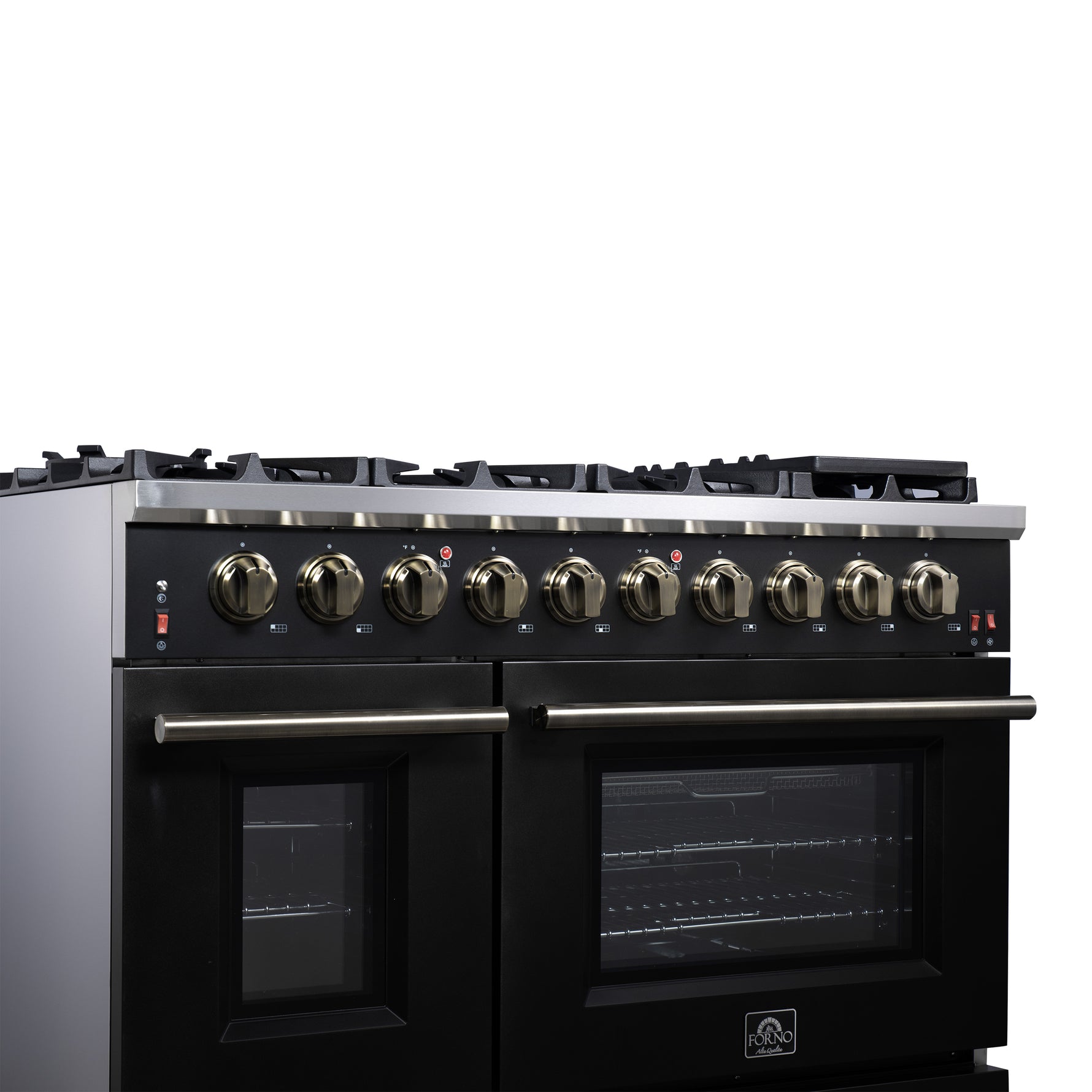 Forno Massimo 48-Inch Black Freestanding Gas Range, 8 Burners, True Convection Oven - BonPrix Électroménagers