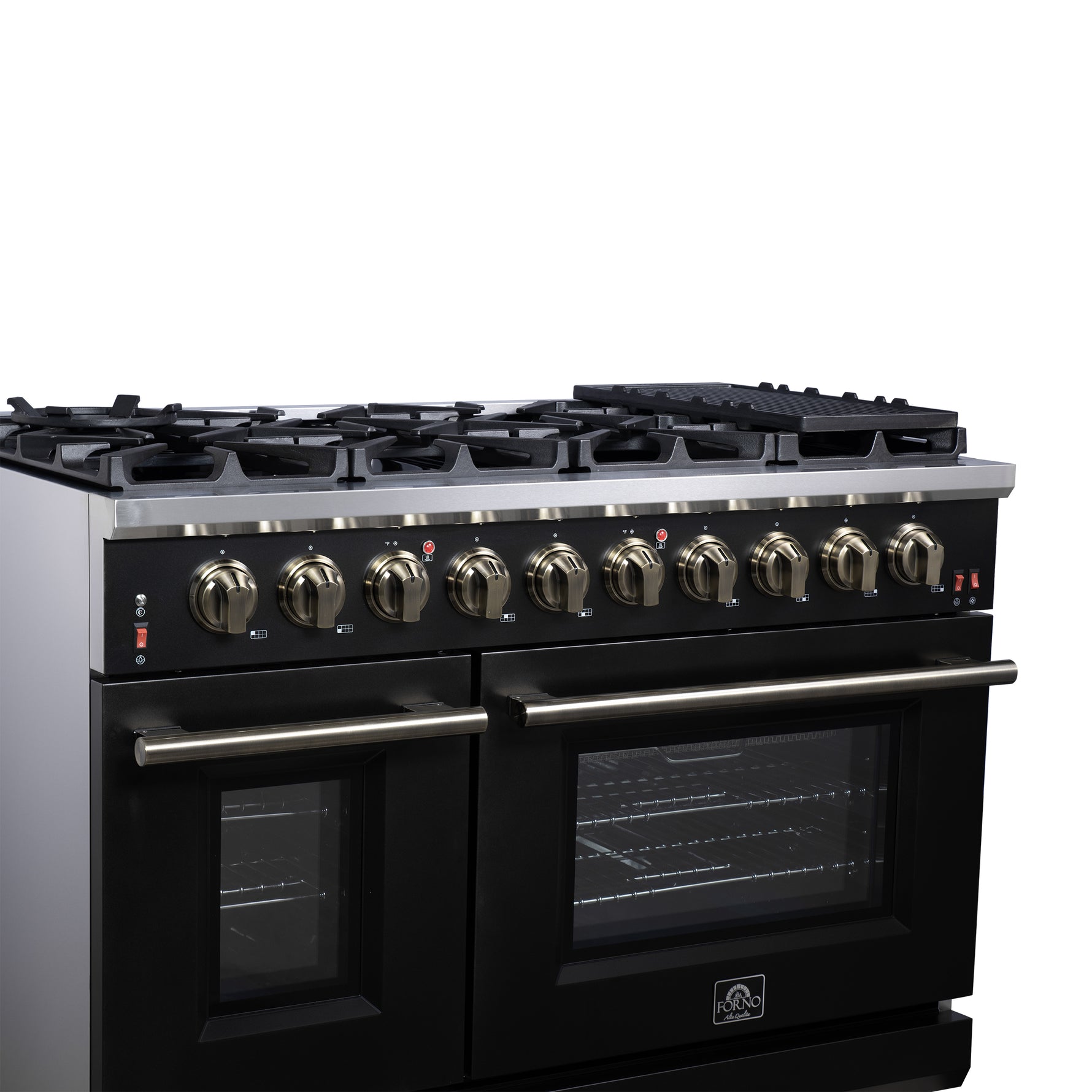 Forno Massimo 48-Inch Black Freestanding Gas Range, 8 Burners, True Convection Oven - BonPrix Électroménagers