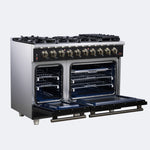 Forno Massimo 48-Inch Black Freestanding Gas Range, 8 Burners, True Convection Oven - BonPrix Électroménagers