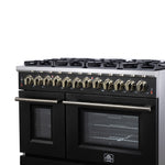 Forno Massimo 48-Inch Black Freestanding Gas Range, 8 Burners, True Convection Oven - BonPrix Électroménagers