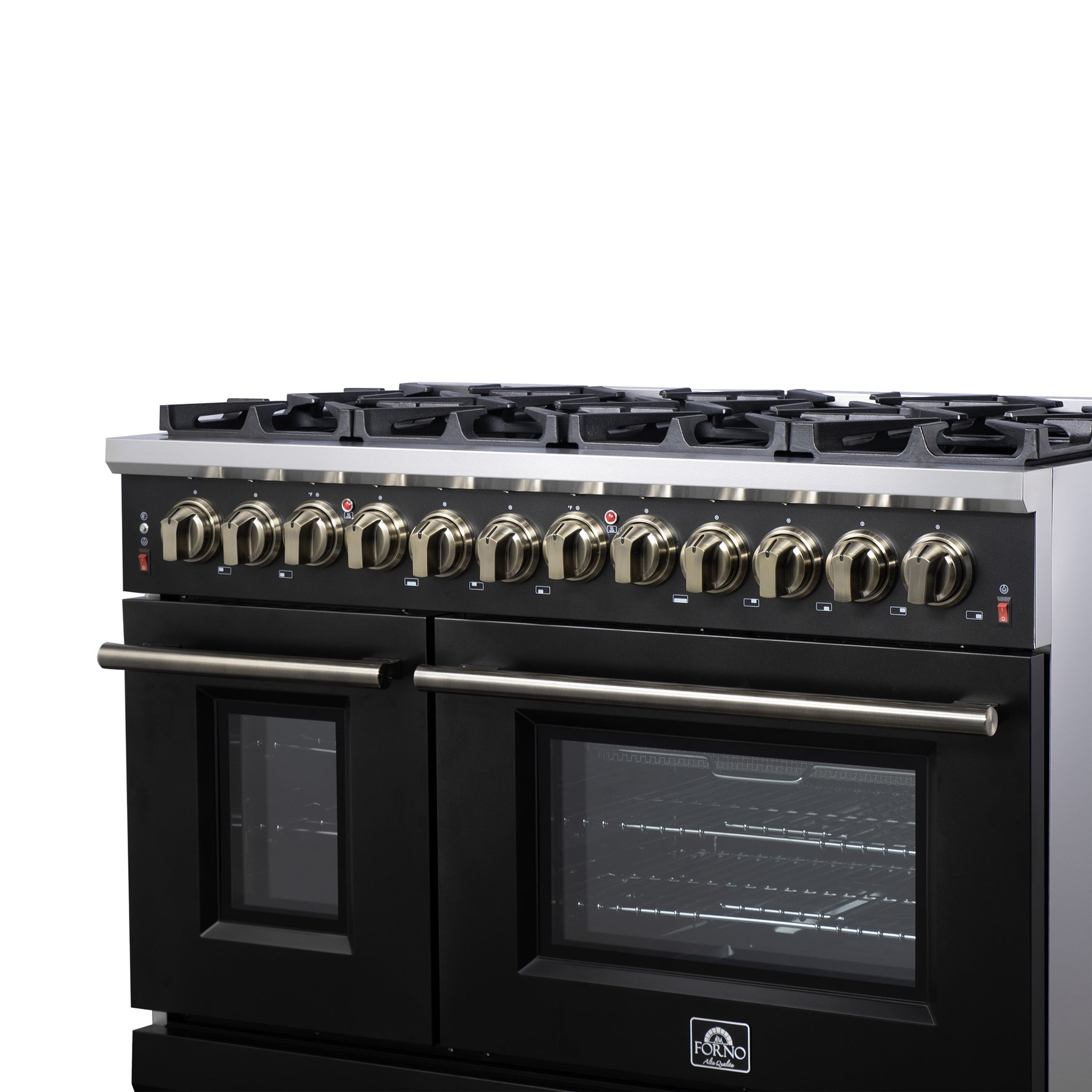 Forno Massimo 48-Inch Black Freestanding Gas Range, 8 Burners, True Convection Oven - BonPrix Électroménagers