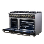 Forno Massimo 48-Inch Black Freestanding Gas Range, 8 Burners, True Convection Oven - BonPrix Électroménagers