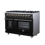 Forno Massimo 48-Inch Black Freestanding Gas Range, 8 Burners, True Convection Oven - BonPrix Électroménagers