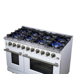Forno Massimo 48-Inch White Freestanding Gas Range, 8 Burners, True Convection Oven - BonPrix Électroménagers