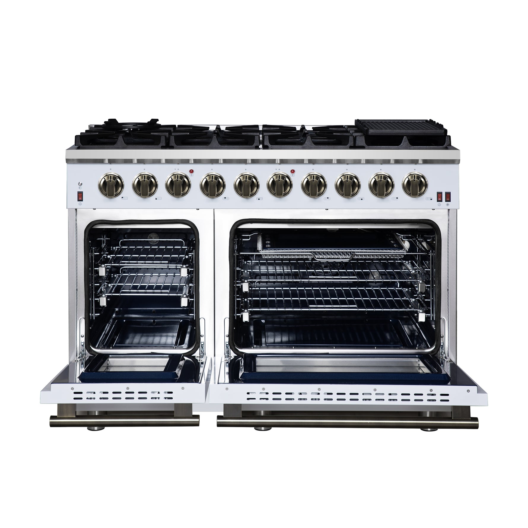 Forno Massimo 48-Inch White Freestanding Gas Range, 8 Burners, True Convection Oven - BonPrix Électroménagers