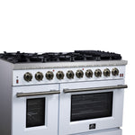 Forno Massimo 48-Inch White Freestanding Gas Range, 8 Burners, True Convection Oven - BonPrix Électroménagers