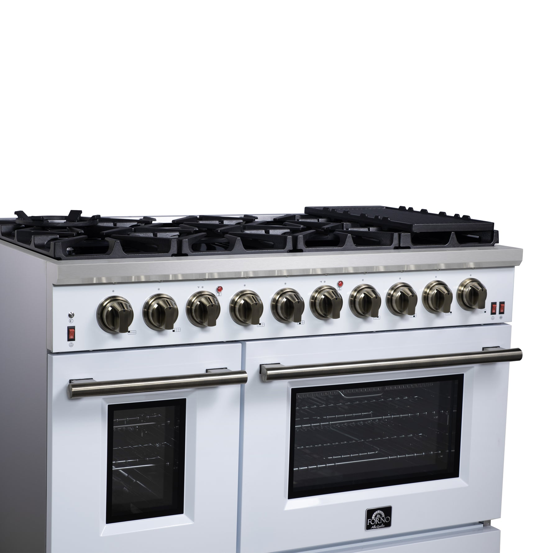 Forno Massimo 48-Inch White Freestanding Gas Range, 8 Burners, True Convection Oven - BonPrix Électroménagers