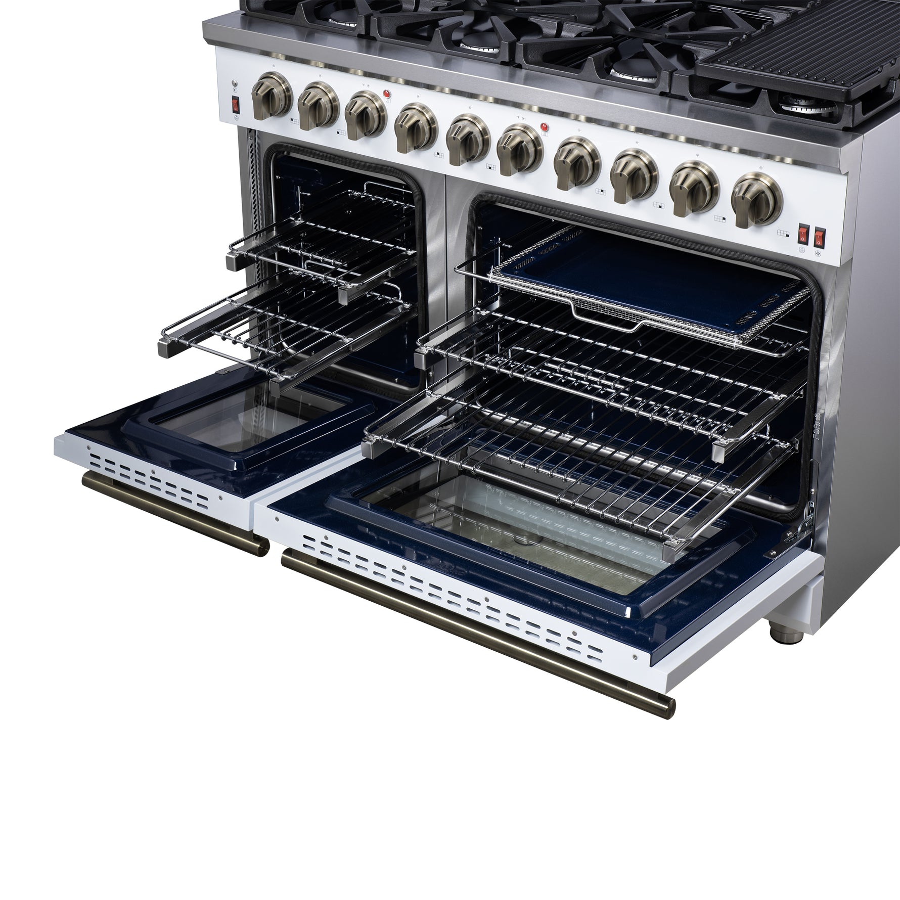 Forno Massimo 48-Inch White Freestanding Gas Range, 8 Burners, True Convection Oven - BonPrix Électroménagers