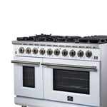Forno Massimo 48-Inch White Freestanding Gas Range, 8 Burners, True Convection Oven - BonPrix Électroménagers
