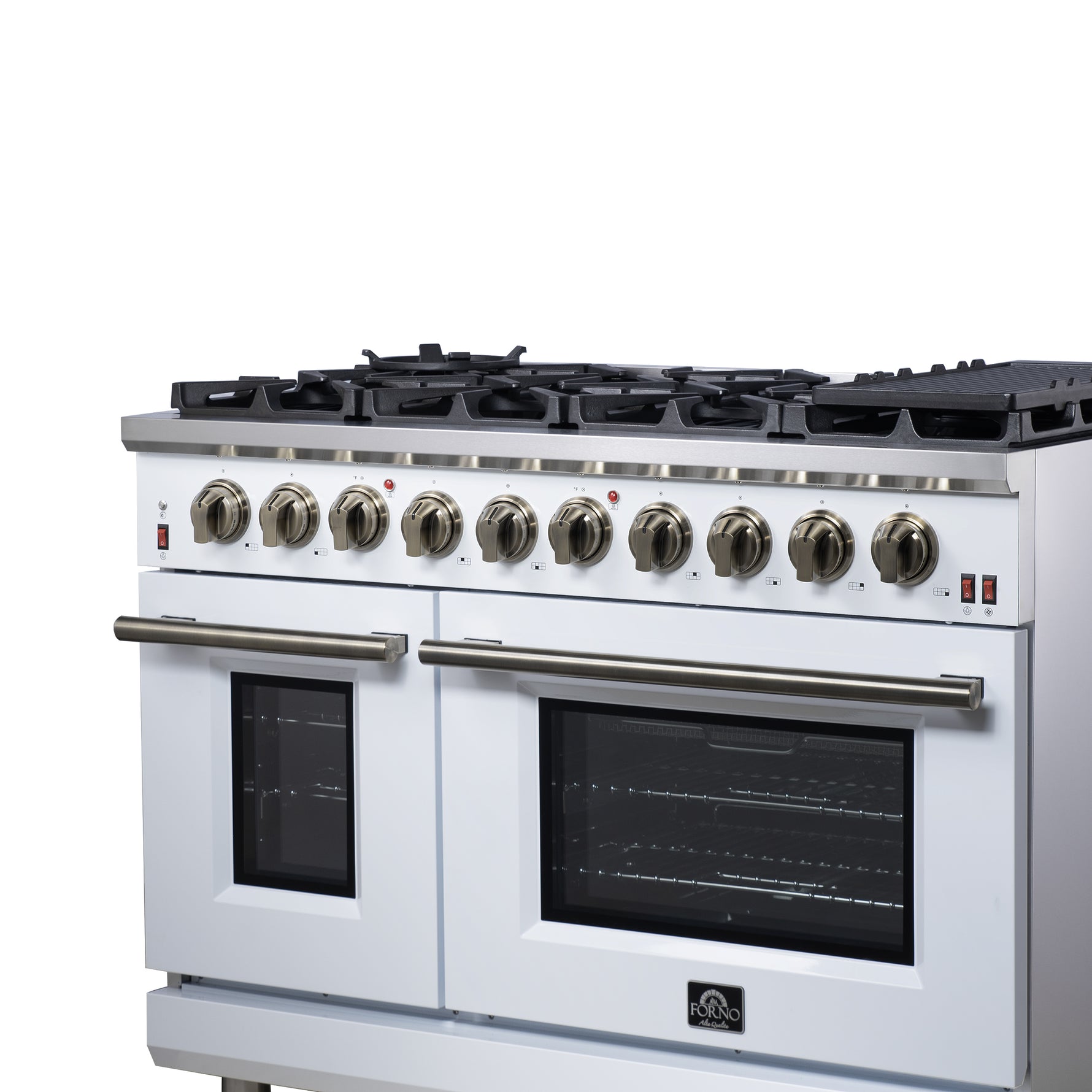 Forno Massimo 48-Inch White Freestanding Gas Range, 8 Burners, True Convection Oven - BonPrix Électroménagers