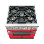 Forno Capriasca 30-Inch Freestanding Gas Range, 4 Burners, True Convection Oven, Red Door - BonPrix Électroménagers