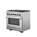 Forno Capriasca 36-Inch Gas Range, Stainless Steel, 6 Brass Burners, 120,000 BTU, Convection Oven, Energy Efficient - BonPrix Électroménagers