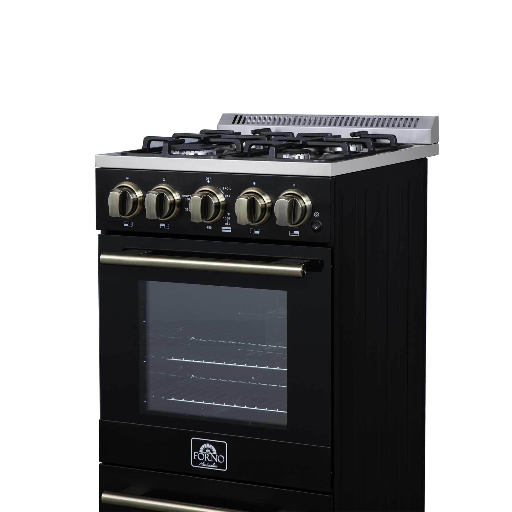 Forno Lamazze 20 Inch Freestanding Gas Range in Black, Compact Design - BonPrix Électroménagers