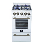 Forno Lamazze 20 Inch Freestanding Gas Range in White, Compact Design - BonPrix Électroménagers