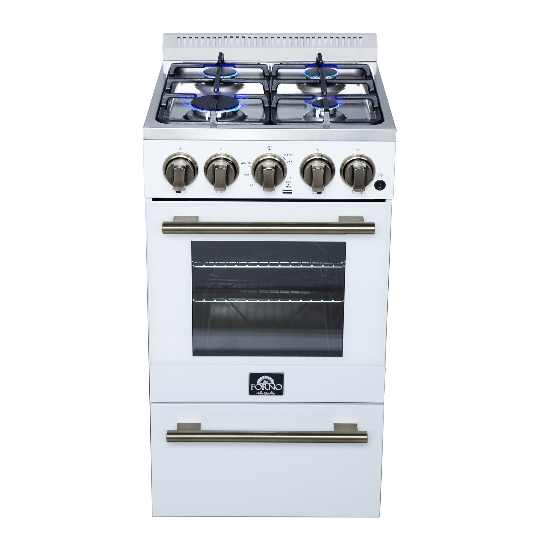 Forno Lamazze 20 Inch Freestanding Gas Range in White, Compact Design - BonPrix Électroménagers