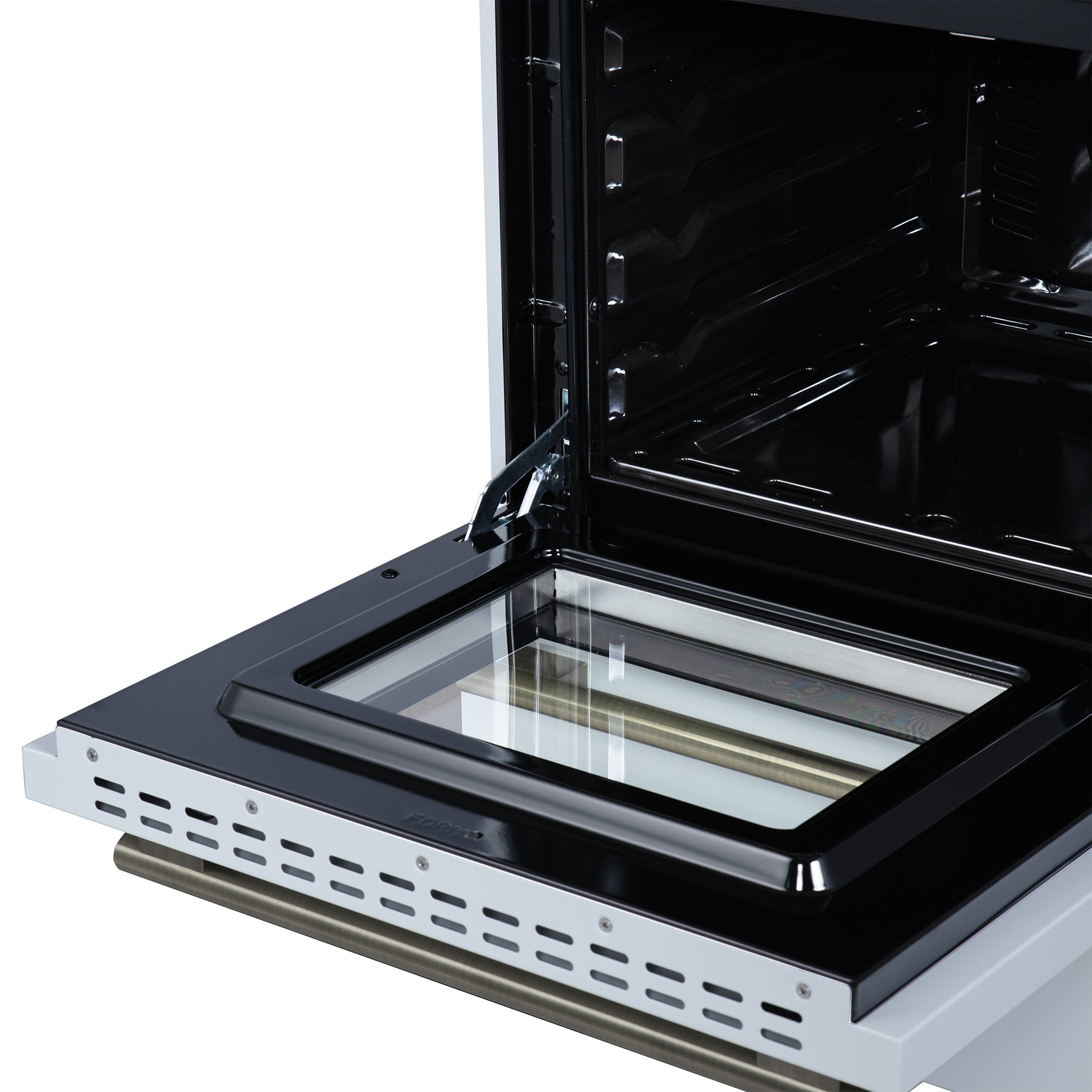 Forno Breno 24 Inch Freestanding Gas Range in White with Antique Brass, Plug Included, Energy Efficient - BonPrix Électroménagers