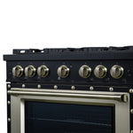 Valente 36" Gas Range in Black, 6 Sealed Burnes, 71 000 BTU Cooktop Output , 5.2 Cu.Ft. convection Oven, Telescopic Racks - BonPrix Électroménagers