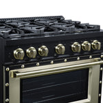 Valente 36" Gas Range in Black, 6 Sealed Burnes, 71 000 BTU Cooktop Output , 5.2 Cu.Ft. convection Oven, Telescopic Racks - BonPrix Électroménagers