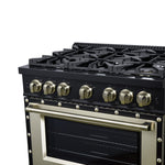 Valente 36" Gas Range in Black, 6 Sealed Burnes, 71 000 BTU Cooktop Output , 5.2 Cu.Ft. convection Oven, Telescopic Racks - BonPrix Électroménagers