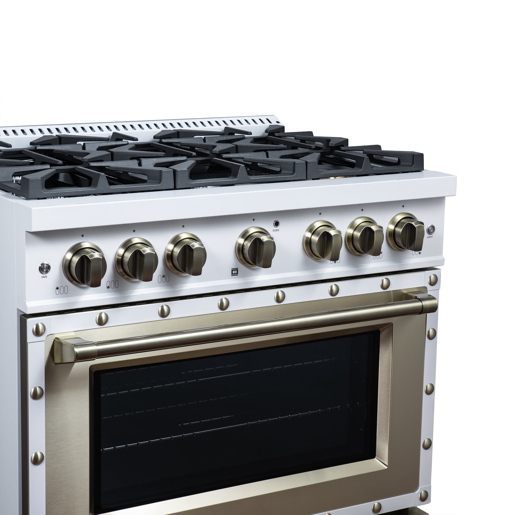 Valente 36" Gas Range in White, 6 Sealed Burnes, 71 000 BTU Cooktop Output , 5.2 Cu.Ft. convection Oven, Telescopic Racks - BonPrix Électroménagers