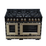 Valente 48" Gas Range in Black, 8 Sealed Burnes, 94 000 BTU Cooktop Output, 6.7 Cu.Ft. Double Oven, Telescopic Racks - BonPrix Électroménagers