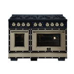 Valente 48" Gas Range in Black, 8 Sealed Burnes, 94 000 BTU Cooktop Output, 6.7 Cu.Ft. Double Oven, Telescopic Racks - BonPrix Électroménagers