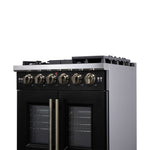 Forno Capriasca 30-Inch Freestanding French Door Gas Range, 4 Burners, Convection Oven, Energy Efficient - BonPrix Électroménagers
