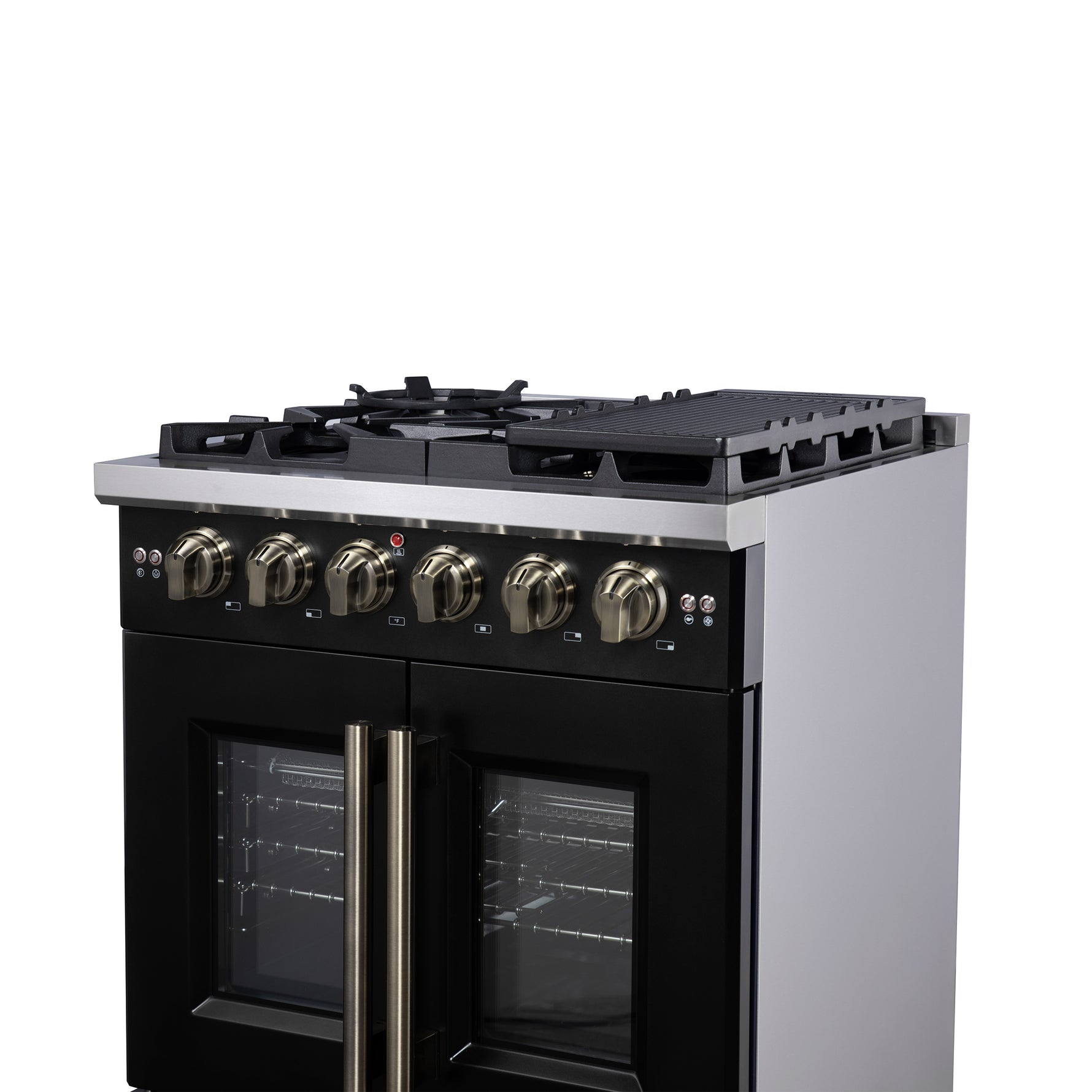 Forno Capriasca 30-Inch Freestanding French Door Gas Range, 4 Burners, Convection Oven, Energy Efficient - BonPrix Électroménagers