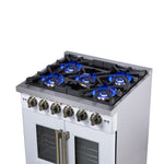 Forno Capriasca 30-Inch White Freestanding French Door Gas Range, 4 Burners, Convection Oven, Energy Efficient - BonPrix Électroménagers