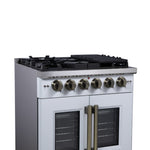 Forno Capriasca 30-Inch White Freestanding French Door Gas Range, 4 Burners, Convection Oven, Energy Efficient - BonPrix Électroménagers