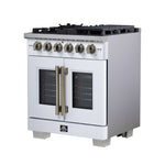 Forno Capriasca 30-Inch White Freestanding French Door Gas Range, 4 Burners, Convection Oven, Energy Efficient - BonPrix Électroménagers