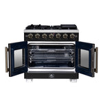 Forno Capriasca 36-Inch Black Freestanding French Door Gas Range, 6 Burners, Convection Oven, Energy Efficient - BonPrix Électroménagers