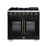Forno Capriasca 36-Inch Black Freestanding French Door Gas Range, 6 Burners, Convection Oven, Energy Efficient - BonPrix Électroménagers