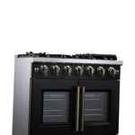 Forno Capriasca 36-Inch Black Freestanding French Door Gas Range, 6 Burners, Convection Oven, Energy Efficient - BonPrix Électroménagers