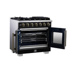 Forno Capriasca 36-Inch Black Freestanding French Door Gas Range, 6 Burners, Convection Oven, Energy Efficient - BonPrix Électroménagers