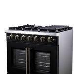 Forno Capriasca 36-Inch Black Freestanding French Door Gas Range, 6 Burners, Convection Oven, Energy Efficient - BonPrix Électroménagers