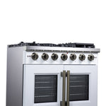Forno Capriasca 36-Inch White Freestanding French Door Gas Range, 6 Burners, Convection Oven, Energy Efficient - BonPrix Électroménagers