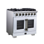 Forno Capriasca 36-Inch White Freestanding French Door Gas Range, 6 Burners, Convection Oven, Energy Efficient - BonPrix Électroménagers